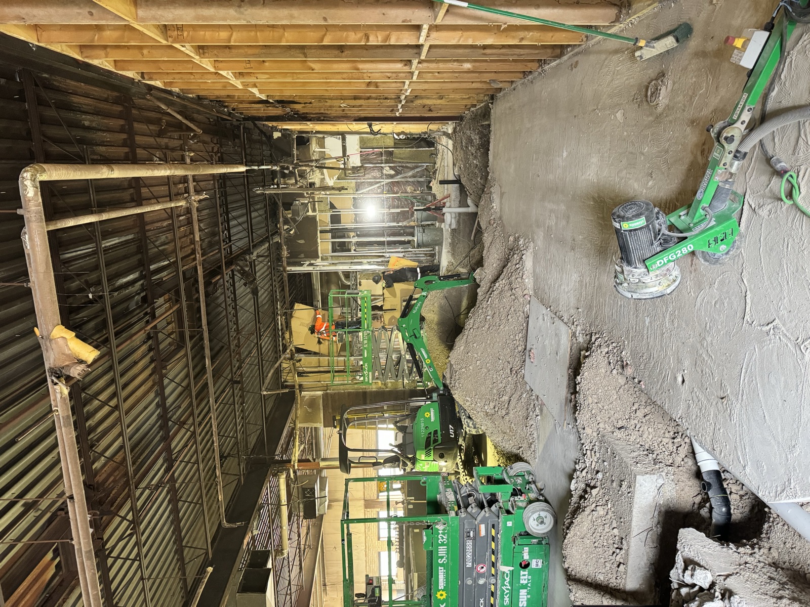 Interior demolition — concrete and block